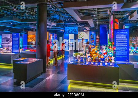 LAUSANNE, SUISSE, 19 JUILLET 2017 : intérieur du musée International olympique de Lausanne, Suisse Banque D'Images