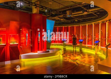 LAUSANNE, SUISSE, 19 JUILLET 2017 : intérieur du musée International olympique de Lausanne, Suisse Banque D'Images