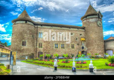 MORGES, SUISSE, 18 JUILLET 2017 : Palais de Morges en Suisse Banque D'Images