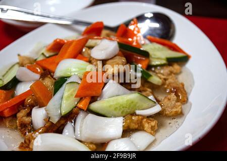 Gros plan Sweet and Sour Pork Banque D'Images