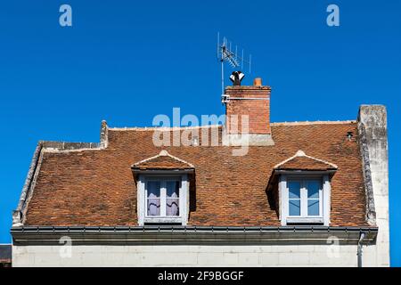 Propriété intérieure recouverte à côté du Château Royal de Loches, Indre-et-Loire, France. Banque D'Images