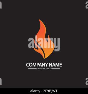 Modèle de logo flamme abstraite sur fond noir. Identité de marque de l'entreprise Illustration de Vecteur