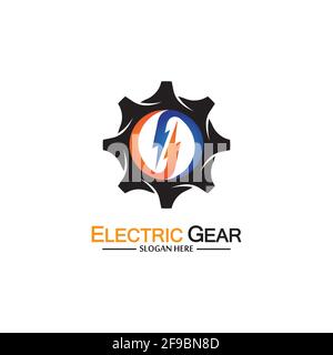 Illustration du modèle de logo Electric Gear Vector. Adapté aux entreprises, à la technologie et au Web. Également, pour l'énergie et le symbole tonnerre Illustration de Vecteur