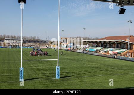 Newcastle, Royaume-Uni. 20 mars 2021. NEWCASTLE UPON TYNE, ROYAUME-UNI. 17 AVRIL les joueurs de Falcons forment un caucus avant le match de la première Gallagher entre Newcastle Falcons et Bristol à Kingston Park, Newcastle, le samedi 17 avril 2021. (Credit: Chris Lishman | MI News) Credit: MI News & Sport /Alay Live News Banque D'Images