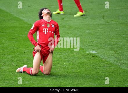 Ville de Wolfsburg, Allemagne. 17 avril 2021. Firo: 17.04.2021, football, 1. Bundesliga, saison 2020/2021, VfL Wolfsburg - FC Bayern Munich Leroy Sane (Bayern) Credit: Tim Groothuis/Witters/via firosportphoto | usage dans le monde entier/dpa/Alay Live News Banque D'Images