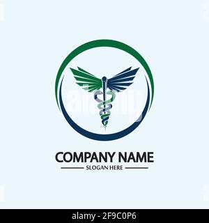Caduceus, icône du logo Caduceus pour les illustrations vectorielles conceptuelles de la santé médicale Illustration de Vecteur