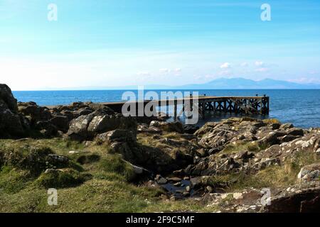 Ancienne jetée désutilisée sur un site côtier d'Ayrshire, en Écosse Banque D'Images