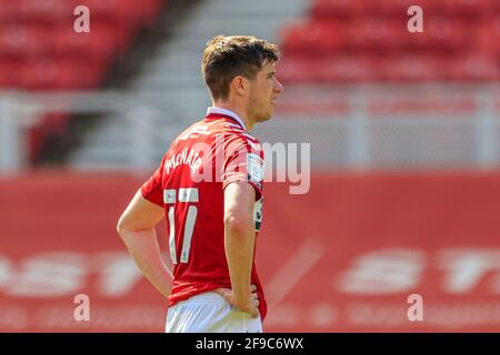 Middlesbrough, Royaume-Uni. 17 avril 2021. Paddy McNair #17 de Middlesbrough pendant le match à Middlesbrough, Royaume-Uni le 4/17/2021. (Photo par IAM Burn/News Images/Sipa USA) crédit: SIPA USA/Alay Live News Banque D'Images