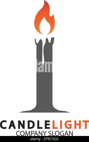 Modèle vectoriel avec logo et icône en forme de bougie Illustration de Vecteur