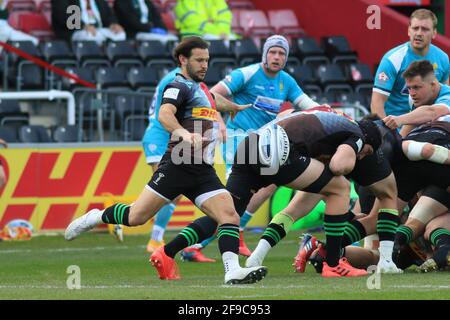 Twickenham, Angleterre. 17 avril 2021. Danny Care of Harlequins pendant le match de première division de Gallagher entre Harlequins et Worcester Warriors at the Stoop. Credit: Richard Perriman/Alamy Live News Banque D'Images