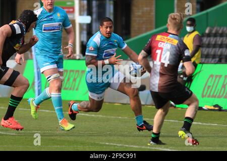 Twickenham, Angleterre. 17 avril 2021. Ed Fidow, de Worcester, lors du match Gallagher Premiership entre Harlequins et Worcester Warriors au Stoop. Credit: Richard Perriman/Alamy Live News Banque D'Images