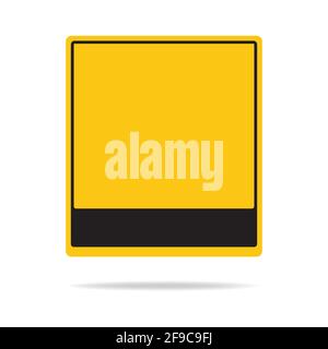 Un panneau d'avertissement rectangulaire avec un espace vide et une couleur jaune est isolé sur un fond blanc. Illustration vectorielle plate, eps 10. Illustration de Vecteur