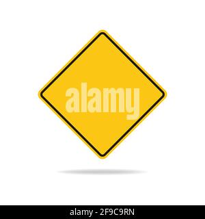 Le symbole d'avertissement carré vierge est de couleur jaune et est isolé sur un fond blanc. Illustration vectorielle plate, eps 10. Illustration de Vecteur