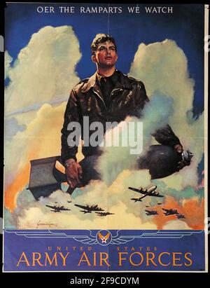 Une affiche de recrutement de la Seconde Guerre mondiale américaine pour l'American Army Air Forces Banque D'Images