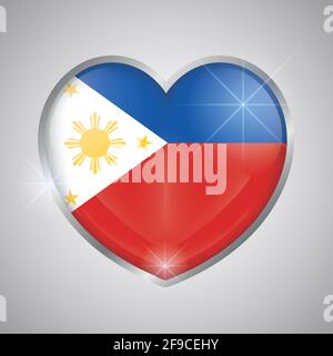 Forme de coeur isolée avec le drapeau des Philippines - Vector illustration Illustration de Vecteur