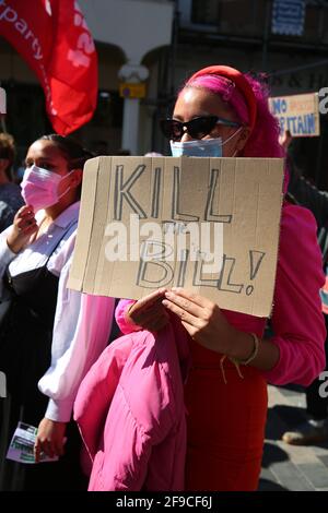 Kill the Bill, Brighton, Royaume-Uni, 17 avril 2021 Banque D'Images