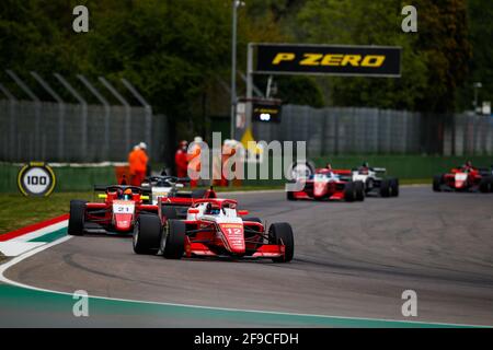 12 VIDALES David, Prema Powerteam, 21 QUINN Alex, Arden, action lors de la 1ère partie du Championnat régional d'Europe de Formule 2021 par Alpine du 16 au 18 avril 2021 sur l'Autodromo Internazionale Enzo e Dino Ferrari, à Imola, Italie - photo Florent Gooden / DPPI Banque D'Images