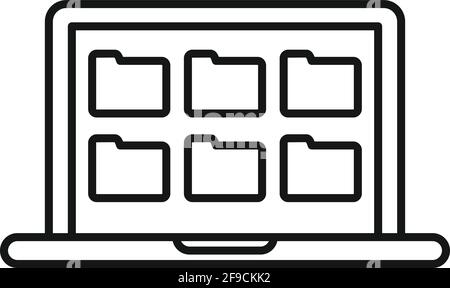 Dossiers d'ordinateur portable icône de doc, style de contour Illustration de Vecteur