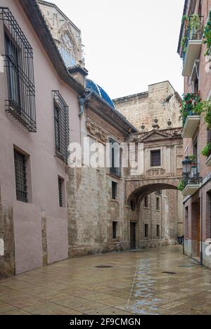 Rues de la ville de Valence par temps pluvieux. Espagne. Banque D'Images