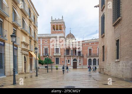 Rues de la ville de Valence par temps pluvieux. Espagne Banque D'Images