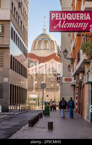 Rues de la ville de Valence par temps pluvieux. Espagne Banque D'Images