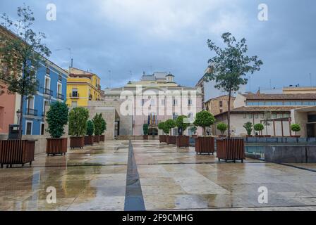 Rues de la ville de Valence par temps pluvieux. Espagne. Banque D'Images
