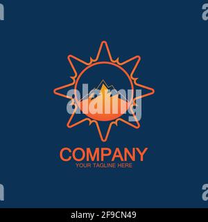 Logo Sun Mountain Icon Design – illustration de stock Illustration de Vecteur