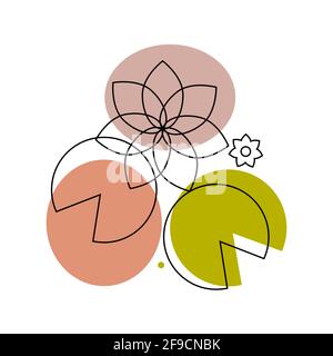 Religion, symbole, lotus, dessin de graphiques vectoriels avec motif floral pour le design. Motif fleuri naturel. Graphique, esquisse Illustration de Vecteur