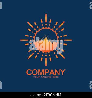 Logo Sun Mountain Icon Design – illustration de stock Illustration de Vecteur