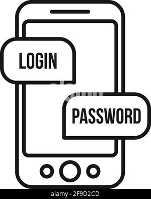 Icône d'authentification de connexion téléphonique, style de contour Illustration de Vecteur