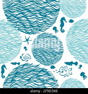 Motif bleu animal marin sans couture. Illustration vectorielle Illustration de Vecteur
