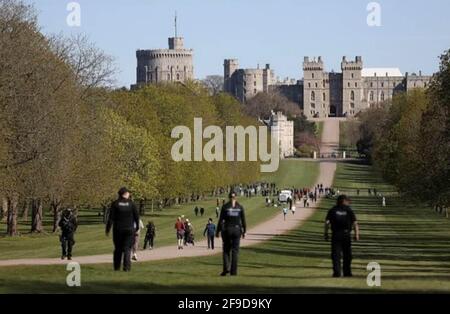 Windsor, Royaume-Uni. 17 avril 2021. (INT) les funérailles du prince Philip, duc d'Édimbourg au château de Windsor. 17 avril 2021, Windsor, Angleterre : les funérailles du prince Philip, duc d'Édimbourg, ont lieu samedi (17), rassemblant pour la première fois depuis plusieurs mois des membres de la famille royale. Le prince meurt le 9 avril à l'âge de 99 ans. Les funérailles ont lieu à la chapelle Saint-Georges, dans le château de Windsor, dans une petite clé en raison des restrictions de la COVID-19.Credit: Jai Sood/Thenews2. Credit: Jai Sood/TheNEWS2/ZUMA Wire/Alay Live News Banque D'Images