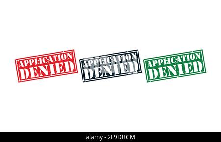 Demande refusée tampon de caoutchouc autour de Grunje sur fond blanc. Application refusée Illustration du vecteur de conception de signe. Illustration de Vecteur