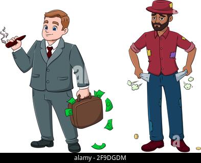 illustration vectorielle des hommes-riches et pauvres Illustration de Vecteur