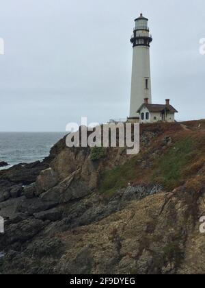 Vue panoramique sur le phare de Pigeon point dans le parc historique de Pescadero en Californie, Etats-Unis Banque D'Images