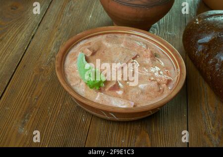 Makkarastroganoff - saucisses Stroganoff, cuisine finlandaise Banque D'Images