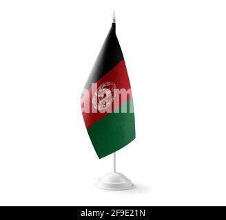 Petit drapeau national de l'Afghanistan sur fond blanc Banque D'Images