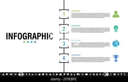 Modèle de conception graphique avec illustration de vecteur de concept métier avec 4 les étapes, les options ou les processus représentent le flux de travail ou le diagramme Illustration de Vecteur