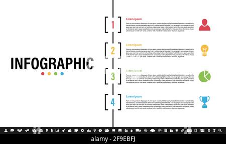 Modèle de conception graphique avec illustration de vecteur de concept métier avec 4 les étapes, les options ou les processus représentent le flux de travail ou le diagramme Illustration de Vecteur