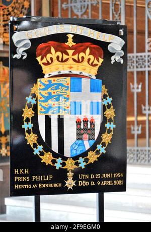 Seraphim se tint dans l'église des chevaliers, pour son Altesse Royale le prince Philip, duc d'Édimbourg, chevalier du roi, à Stockholm, en Suède, le samedi 17 avril, 2021. L'ordre de Séraphim, son Altesse Royale le duc d'Édimbourg est décédé le 9 avril 2021. Photo par Stella Pictures/ABACAPRESS.COM Banque D'Images