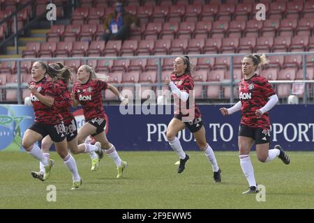 Leyland, Royaume-Uni. 18 avril 2021. Manchester United lors de la quatrième manche de la coupe Womens FA entre Burnley et Manchester United au stade Lancashire FA Ground, Royaume-Uni crédit: SPP Sport Press photo. /Alamy Live News Banque D'Images