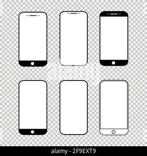 Jeu de maquette de téléphone mobile intelligent, modèle de technologie de smartphone, illustration vectorielle réaliste . Illustration de Vecteur