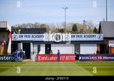 Crawley, Royaume-Uni. 18 avril 2021. Meadow Park pendant le match de la coupe FA entre Arsenal et Gillingham à Meadow Park à Borehamwood crédit: SPP Sport Press photo. /Alamy Live News Banque D'Images