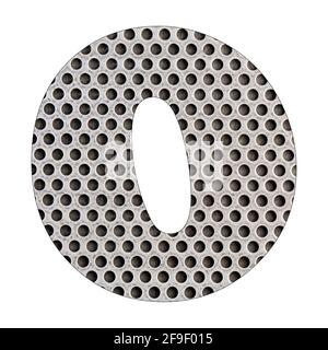 Numéro 0 - tôle d'acier inoxydable perforée. Banque D'Images