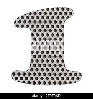 Numéro 1 - tôle d'acier inoxydable perforée. Banque D'Images