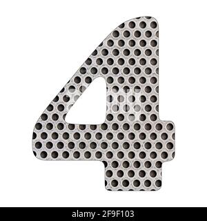 Numéro 4 - tôle d'acier inoxydable perforée. Banque D'Images