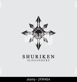 ninja shuriken noir Uni icône moderne design, isolé sur fond blanc. modèle plat pour design graphique. Convient pour logo, web, UI, mobil Illustration de Vecteur