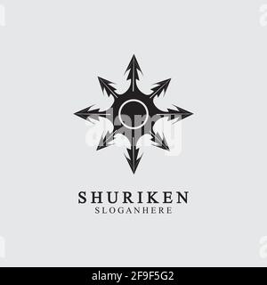 ninja shuriken noir Uni icône moderne design, isolé sur fond blanc. modèle plat pour design graphique. Convient pour logo, web, UI, mobil Illustration de Vecteur