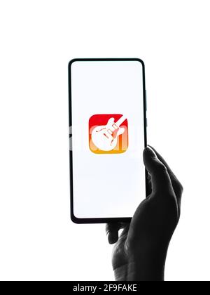 Assam, inde - 30 mars 2021 : image de base du logo GarageBand sur l'écran du téléphone. Banque D'Images