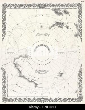 Belle carte de Colton de 1860, dessinée à la main, avec de magnifiques cartes et illustrations colorées des pays, des régions et des océans. Banque D'Images